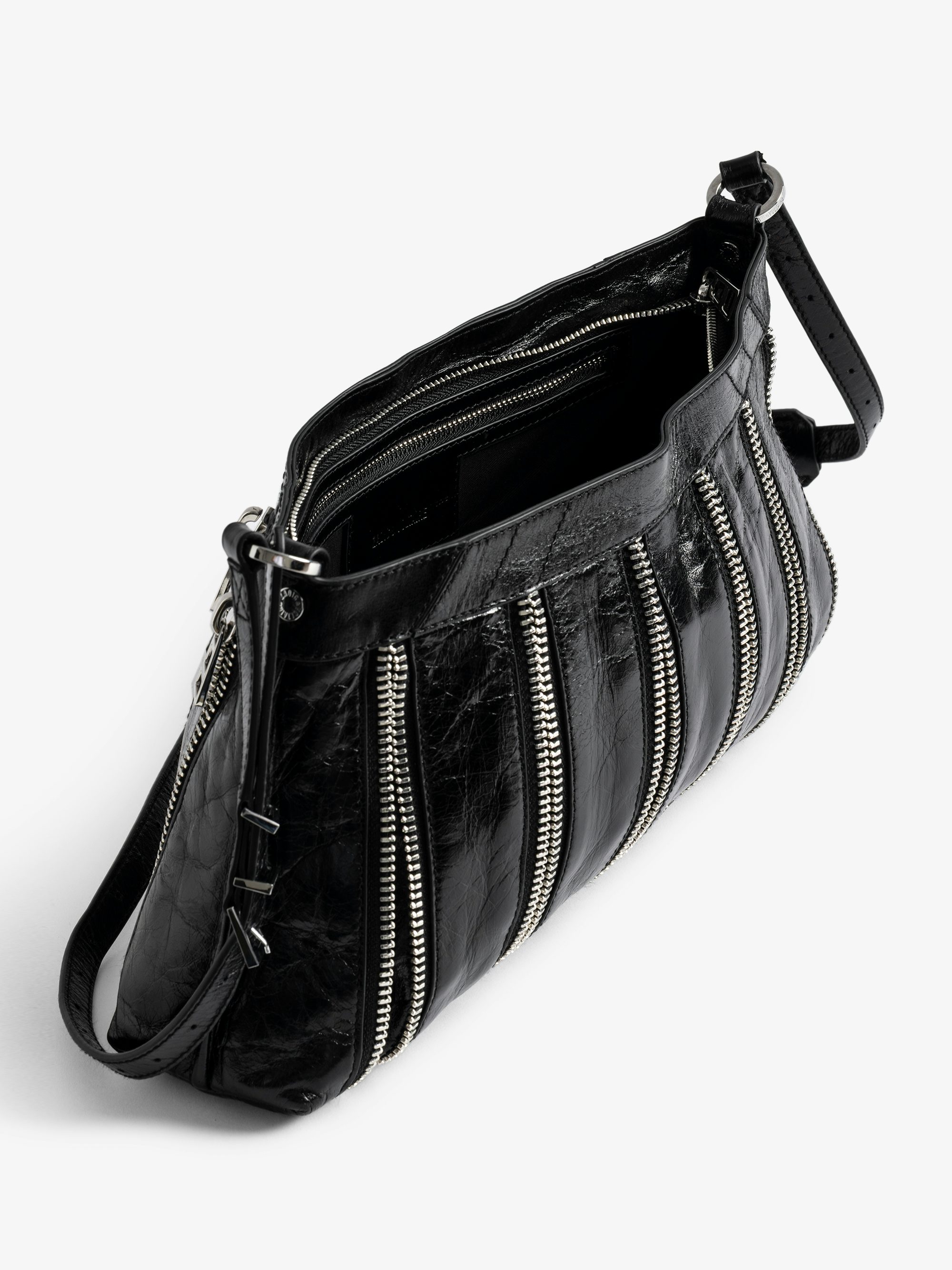 Sunny Moody Zip Bag - Multi zip bag in patent leather with vintage-inspired effect, with adjustable shoulder strap and signature wings.